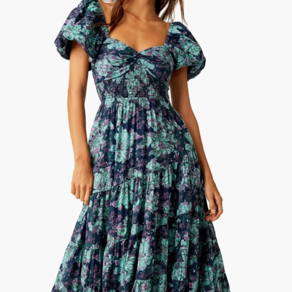 NWOT FREE PEOPLE Sundrenched Floral Tiered Maxi